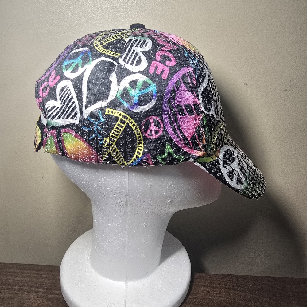 Y2K Justice Girl's Peace Love Rainbow Sequin Hat Graffiti Print Adjustable Cap - Picture 5 of 8